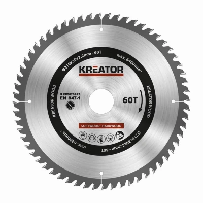Kreator Pilový kotouč KRT020422 na dřevo 210mm, 60T Kreator Pilový kotouč KRT020422 na dřevo 210mm, 60T
