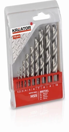 Kreator Sada vrtáků KRT012002 10 ks HSS do kovu 1-10 mm Kreator Sada vrtáků KRT012002 10 ks HSS do kovu 1-10 mm