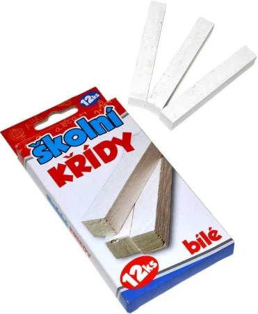 Křídy dětské bílé školní set 12ks hranaté 8cm v krabičce Křídy dětské bílé školní set 12ks hranaté 8cm v krabičce
