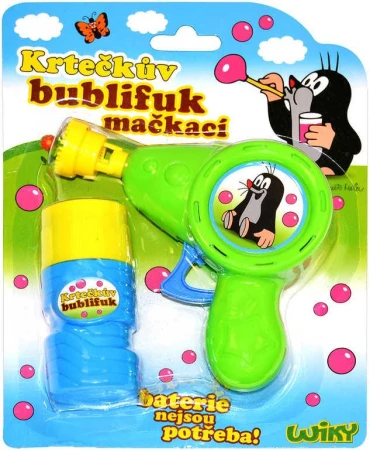 KRTEK Bublifuk mačkací pistolka Krteček 60ml dětský bublifukovač 2 barvy plast KRTEK Bublifuk mačkací pistolka Krteček 60ml dětský bublifukovač 2 barvy plast