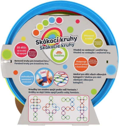 Kruhy skákacie farebné Hop Skoč 27cm na skákanie so spojkami set 10ks