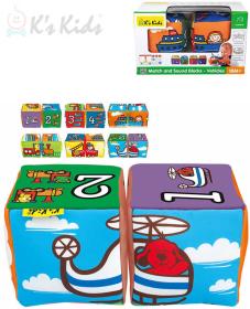 Ks Kids Baby soft kostky textilní 2ks autíčka počítání na baterie Zvuk
