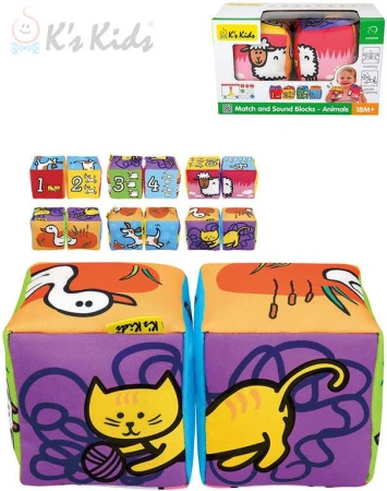 Ks Kids Baby soft kostky textilní 2ks zvířátka počítání na baterie Zvuk Ks Kids Baby soft kostky textilní 2ks zvířátka počítání na baterie Zvuk