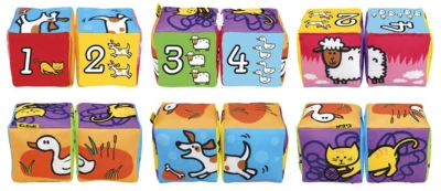 Ks Kids Baby soft kostky textilní 2ks zvířátka počítání na baterie Zvuk