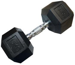 Kubisport Jednoruční šestihranná HEX činka 15 kg pogumovaná