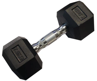 Kubisport Jednoruční šestihranná HEX činka 7,5 kg pogumovaná Kubisport Jednoruční šestihranná HEX činka 7,5 kg pogumovaná