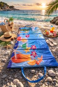 Kubisport Lehátko plážové skladacie veľké - potlač bar na pláži