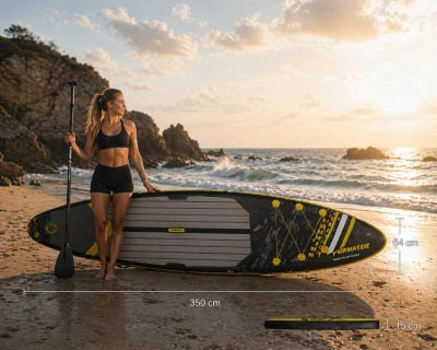 Kubisport Paddleboard 350x84x15 cm s příslušenstvím černožlutý