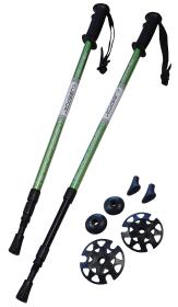 Kubisport Trekingové hole - 1 pár s příslušenstvím zelené