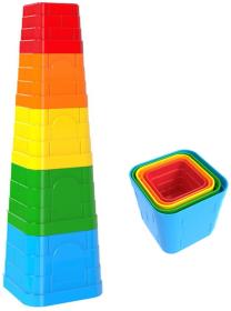 Kubus baby pyramida hranatá barevná věžička skládací 5 dílků plast Kubus baby pyramida hranatá barevná věžička skládací 5 dílků plast