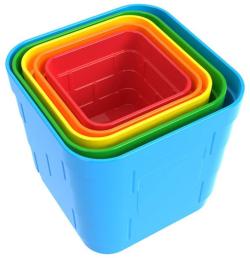 Kubus baby pyramida hranatá barevná věžička skládací 5 dílků plast