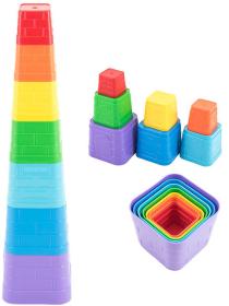 Kubus baby pyramida hranatá barevná věžička skládací 7 dílků plast Kubus baby pyramida hranatá barevná věžička skládací 7 dílků plast