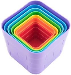 Kubus baby pyramida hranatá barevná věžička skládací 7 dílků plast
