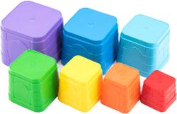 Kubus baby pyramida hranatá barevná věžička skládací 7 dílků plast