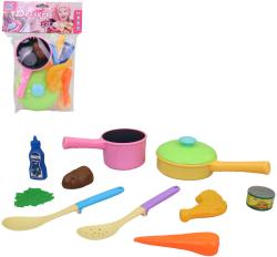 Kuchyňská sada dětské barevné nádobí + makety potravin plast Kuchyňská sada dětské barevné nádobí + makety potravin plast