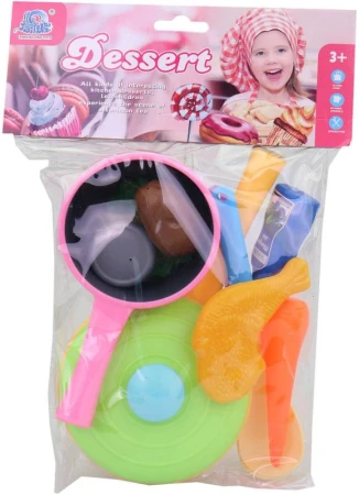 Kuchyňská sada dětské barevné nádobí + makety potravin plast