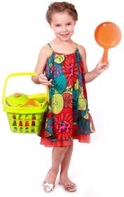 Kuchyňský set dětské barevné nádobí s nákupním košíkem 23ks plast