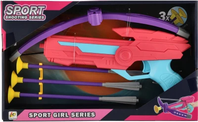 Kuše růžová dívčí 27cm + 3 soft šípy na přísavku v krabici