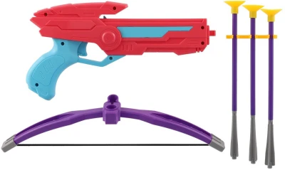 Kuše růžová dívčí 27cm + 3 soft šípy na přísavku v krabici