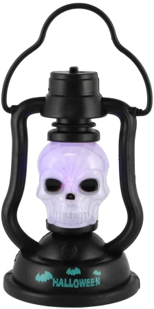 Lampička lebka mini strašidelná svítilna Halloween na baterie Světlo Zvuk