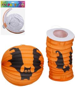 Lampion 2ks set koule 25cm + válec15cm oranžový netopýr Halloween Lampion 2ks set koule 25cm + válec15cm oranžový netopýr Halloween