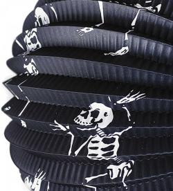 Lampion Halloween koule Kostra 25cm na svíčku / žárovku s hůlkou na baterie Světlo