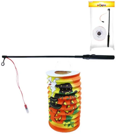 Lampion Halloween oválný 15cm dýně set s hůlkou na baterie na svíčku Světlo Lampion Halloween oválný 15cm dýně set s hůlkou na baterie na svíčku Světlo