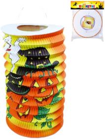 Lampión Halloween veselé dýně 15cm krčený papír na svíčku