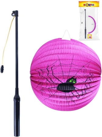Lampion koule halloween pavouk 25cm na svíčku s hůlkou na baterie Světlo Lampion koule halloween pavouk 25cm na svíčku s hůlkou na baterie Světlo