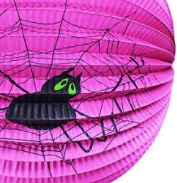 Lampion koule halloween pavouk 25cm na svíčku s hůlkou na baterie Světlo