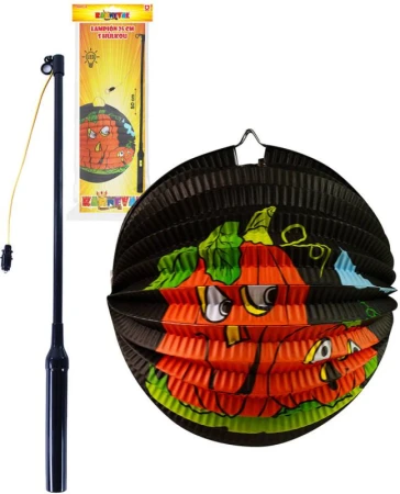 Lampion kulatý 25cm Halloween dýně na svíčku / žárovku s hůlkou na baterie Světlo Lampion kulatý 25cm Halloween dýně na svíčku / žárovku s hůlkou na baterie Světlo