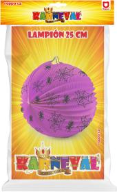 Lampion kulatý 25cm Halloween pavouci fialový na svíčku