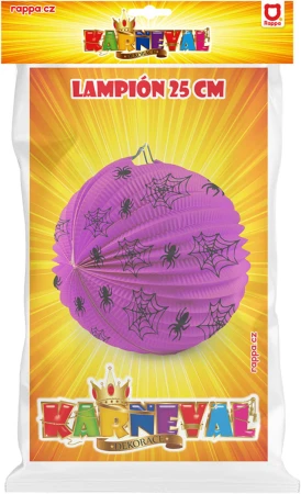 Lampion kulatý 25cm Halloween pavouci fialový na svíčku