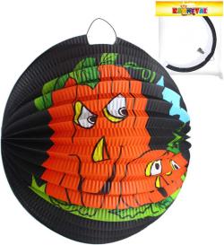 Lampión kulatý černý Halloween 2 dýně papírový 25cm na svíčku