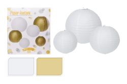 Lampion PÁRTY papírový 1x30/1x25/1x20cm BÍ,ZLA (6ks) Lampion PÁRTY papírový 1x30/1x25/1x20cm BÍ,ZLA (6ks)