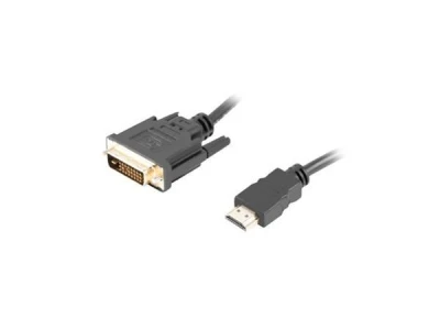 Lanberg Připojovací kabel HDMI/A na DVI-D (24+1), M/M, 4K@30Hz, délka 3m, černý, dual link, zlacené konektory