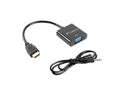 Lanberg Adaptér HDMI (M) na VGA (F) + Minijack 3.5mm (F) kabel 20cm Lanberg Adaptér HDMI (M) na VGA (F) + Minijack 3.5mm (F) kabel 20cm
