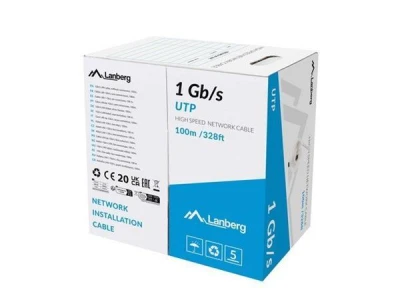 Lanberg LAN KABEL 1GB/S 100M PEVNÝ CCA ŠEDÝ Lanberg LAN KABEL 1GB/S 100M PEVNÝ CCA ŠEDÝ