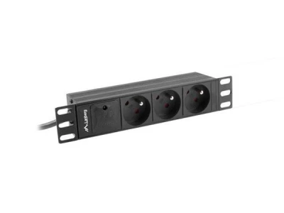 Lanberg POWER DISTRIBUTION UNIT (PDU) 10" LANBERG 1U 16A 2M 3X FRENCH OUTLETS BLACK