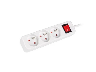 Lanberg Prodlužovací přívod 3M 3X klasická zásuvka s vypínačem měď kabel bílý Lanberg Prodlužovací přívod 3M 3X klasická zásuvka s vypínačem měď kabel bílý