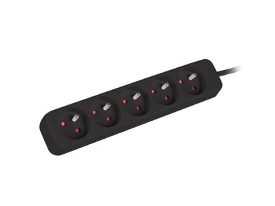 Lanberg Prodlužovací přívod 3M 5X klasická zásuvka měď kabel černý Lanberg Prodlužovací přívod 3M 5X klasická zásuvka měď kabel černý