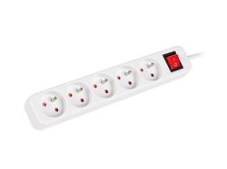 LANBERG Prodlužovací přívod 3M 5X klasická zásuvka s vypínačem měď kabel bílý