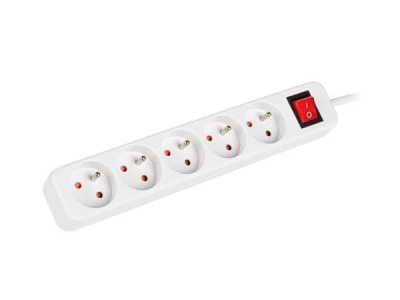 Lanberg Prodlužovací přívod 3M 5X klasická zásuvka s vypínačem měď kabel bílý Lanberg Prodlužovací přívod 3M 5X klasická zásuvka s vypínačem měď kabel bílý