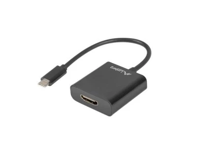 Lanberg USB-C(M) 3.1 na HDMI(F) adaptér kabel 15CM (Displayport ALT MODE) černý Lanberg USB-C(M) 3.1 na HDMI(F) adaptér kabel 15CM (Displayport ALT MODE) černý
