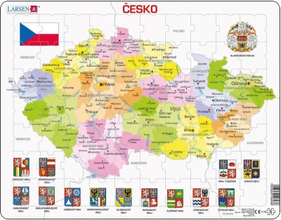 LARSEN Puzzle deskové vzdělávací Česká republika kraje 70 dílků