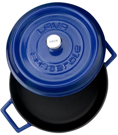 LAVA Metal LVYST24K2BLU modrý litinový kastrol Ø 24 cm, 2,4 l