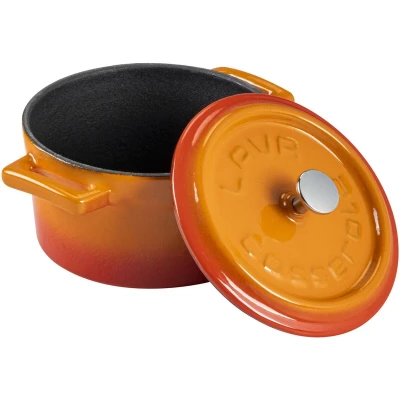 LAVA Metal oranžový litinový hrnec Ø 10 cm, 0,35 l