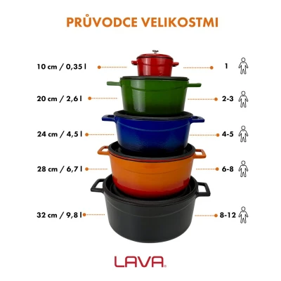 LAVA Metal oranžový litinový hrnec, průměr 24 cm, 4,5 l