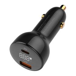 Ldnio C101 Nabíječka do auta, USB + USB-C, 100 W + kabel USB-C na Lightning (černá)
