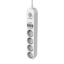 Ldnio Napájecí lišta se 4 zásuvkami AC, 4x USB, SE4432, 2m (bílá)